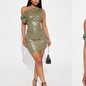 Olive Faux Leather Mini Dress fashion nova
